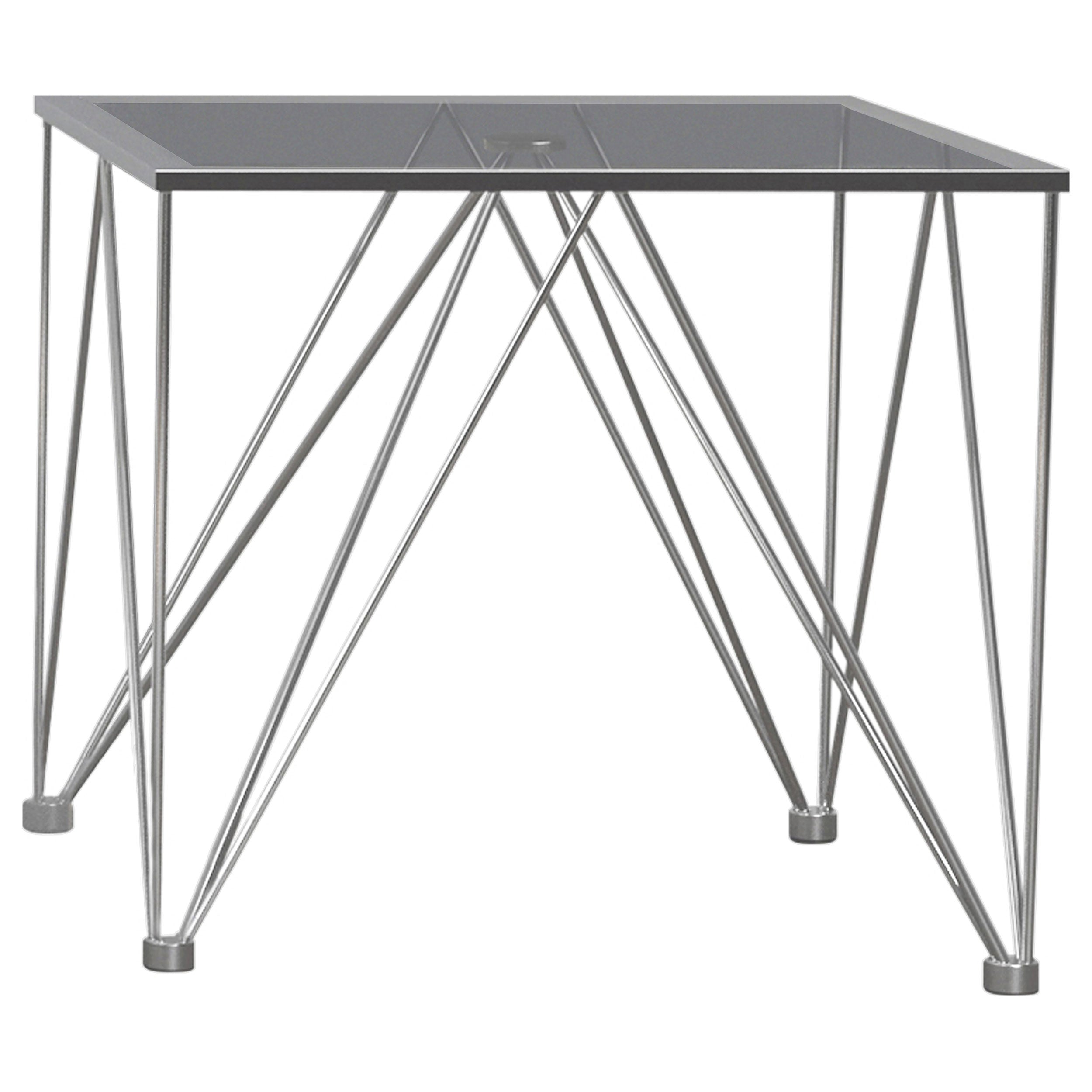 Chalet Square Smoked Glass Top End Table Chrome — view 1