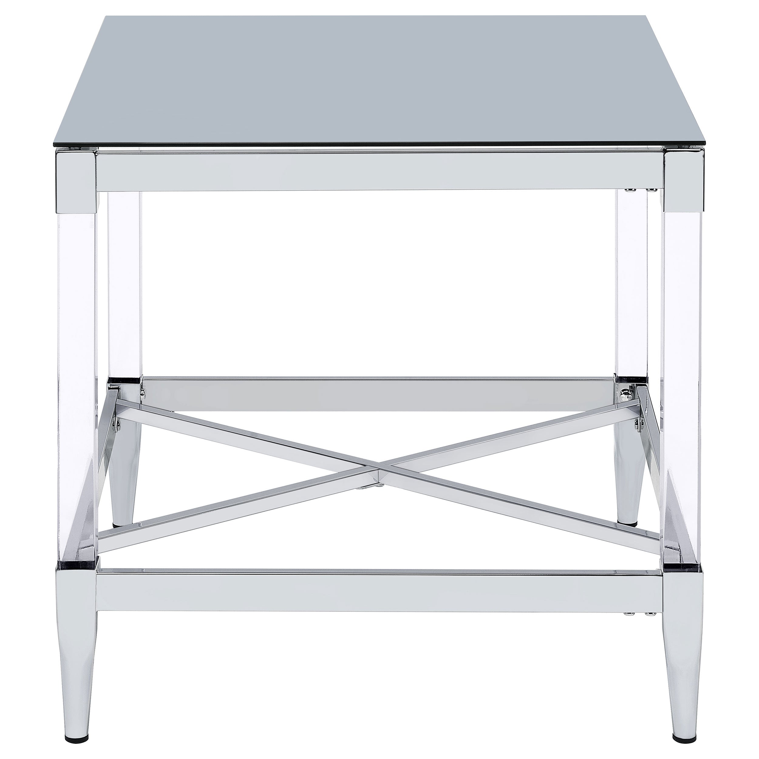 Lindley Square Tempered Mirror Acrylic Side End Table Chrome — view 5