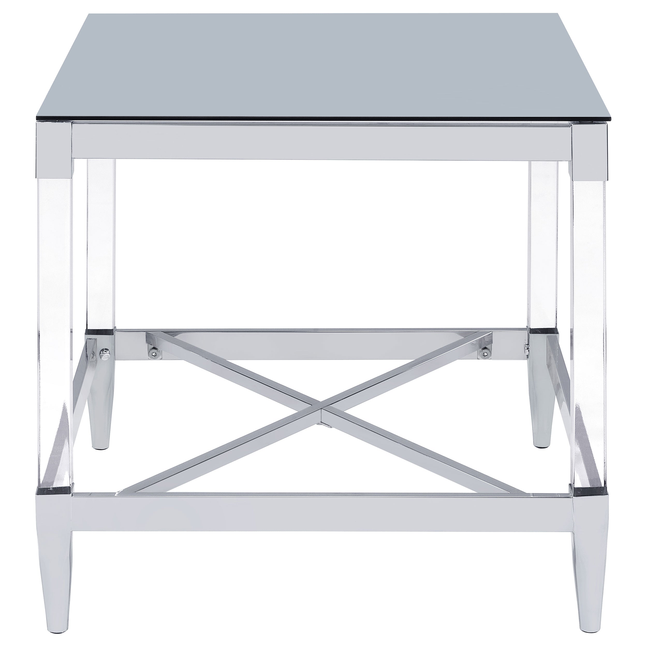 Lindley Square Tempered Mirror Acrylic Side End Table Chrome — view 6