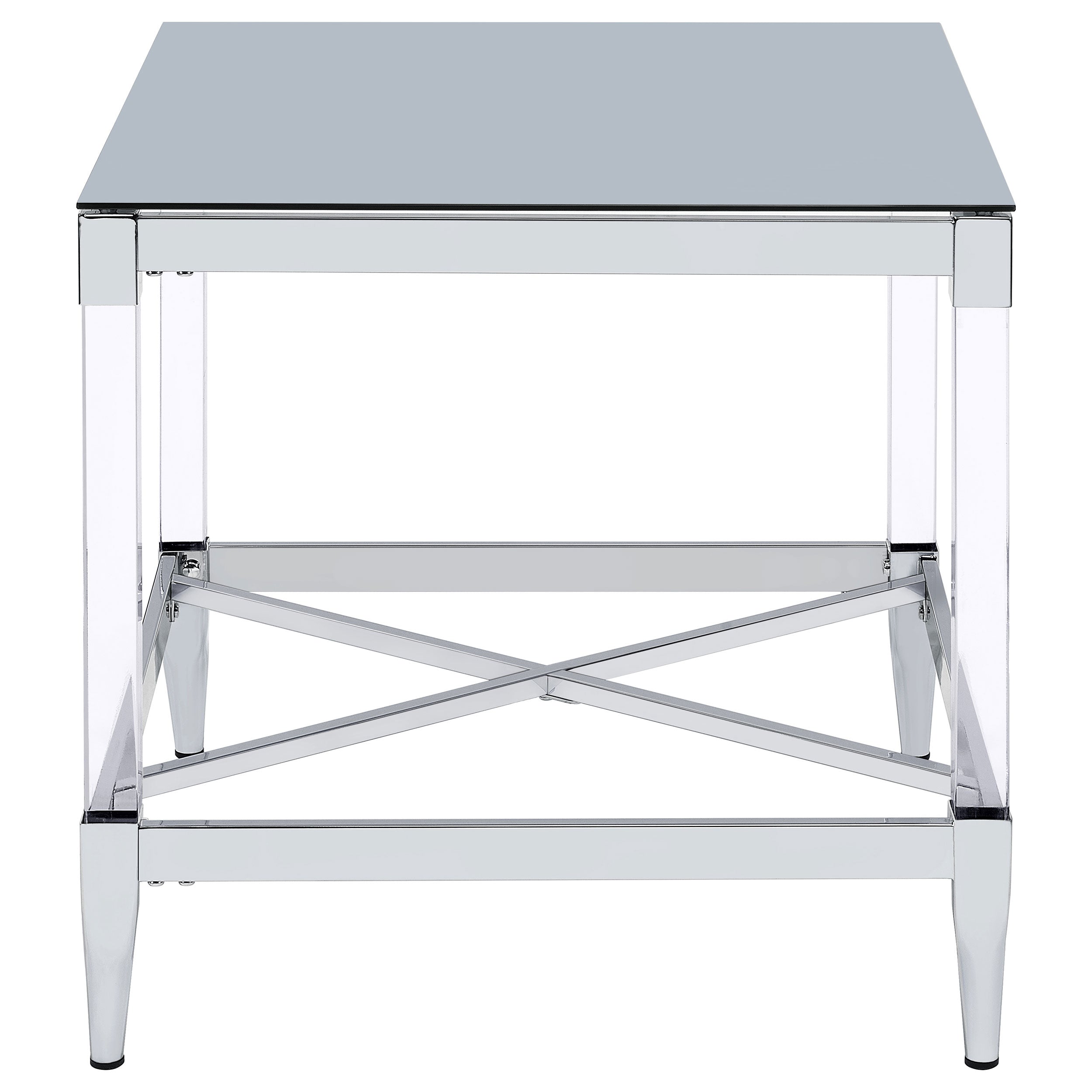 Lindley Square Tempered Mirror Acrylic Side End Table Chrome — view 7