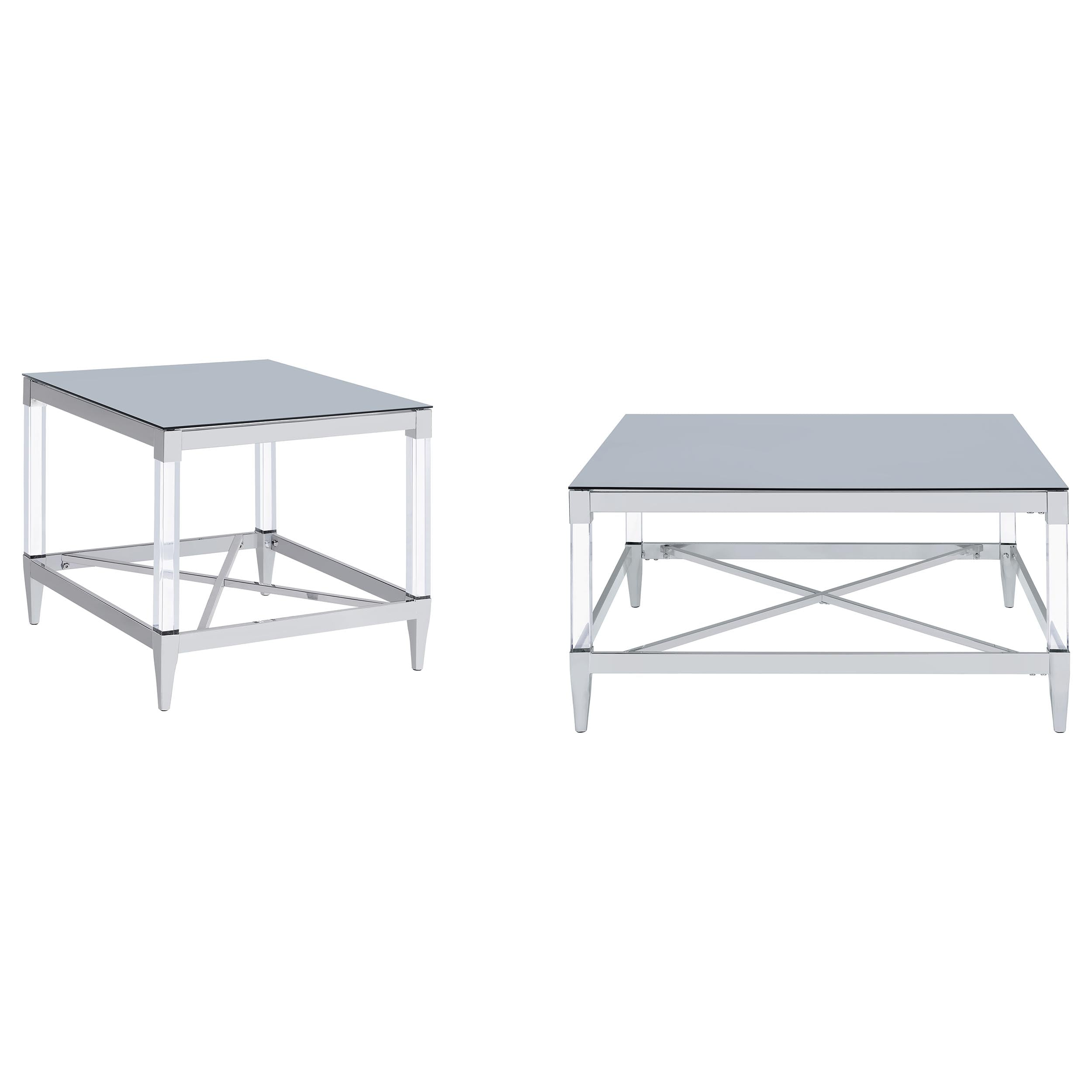 Lindley 2-piece Square Coffee and End Table Set Chrome — view 2