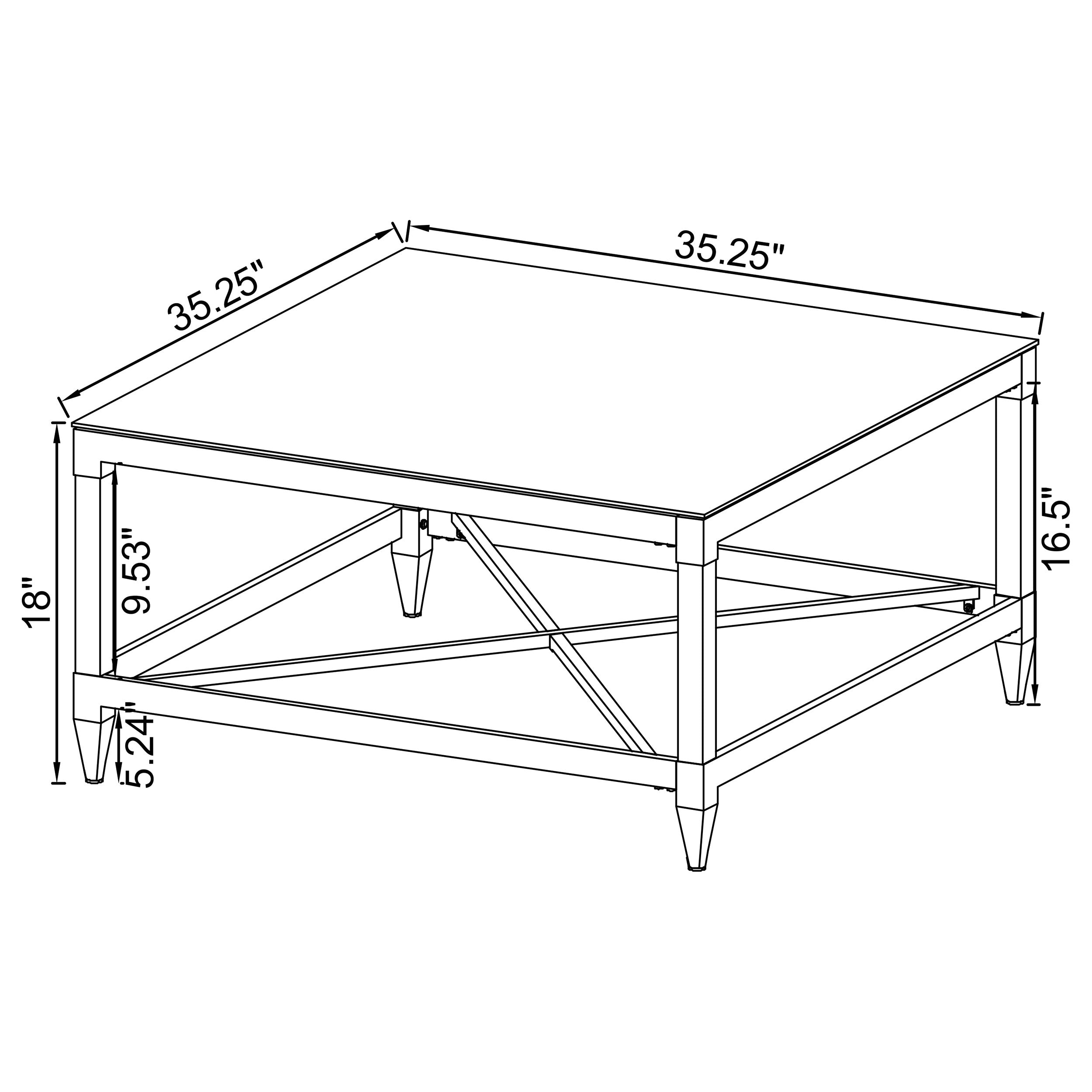 Lindley Square Tempered Mirror Acrylic Coffee Table Chrome — view 9