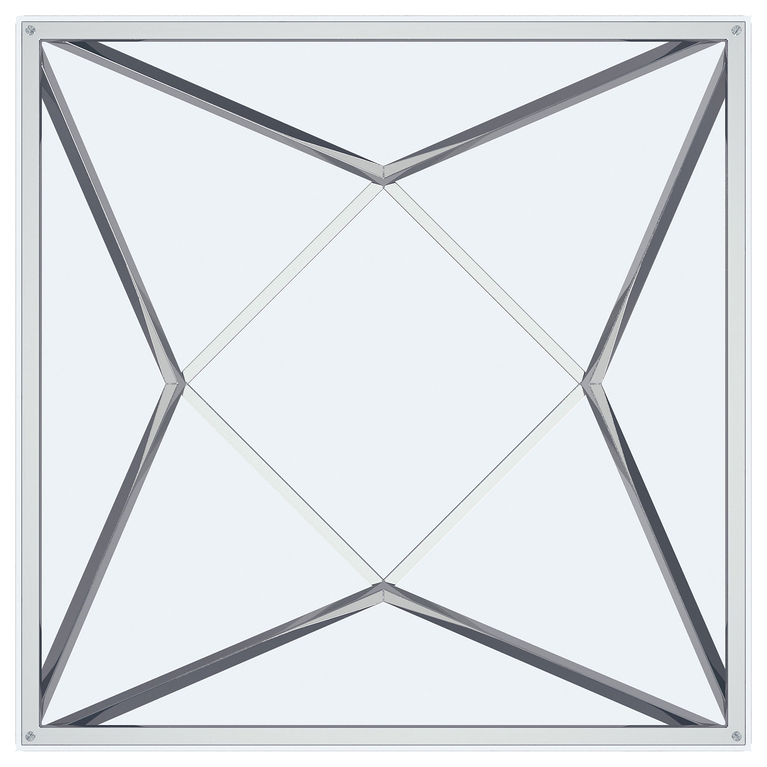 Brittania Square Glass Top Geometric End Table Nickel — view 6