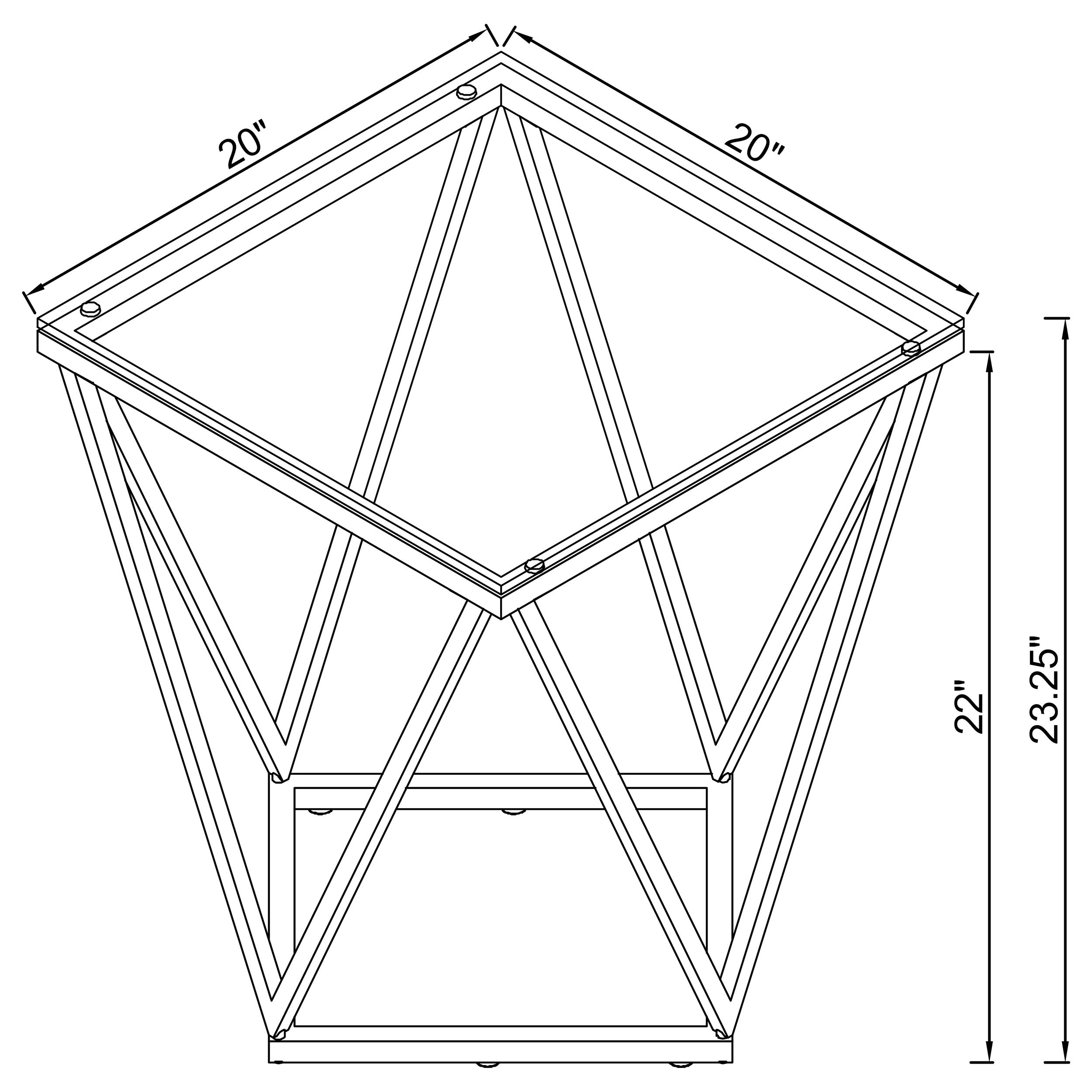 Brittania Square Glass Top Geometric End Table Nickel — view 7