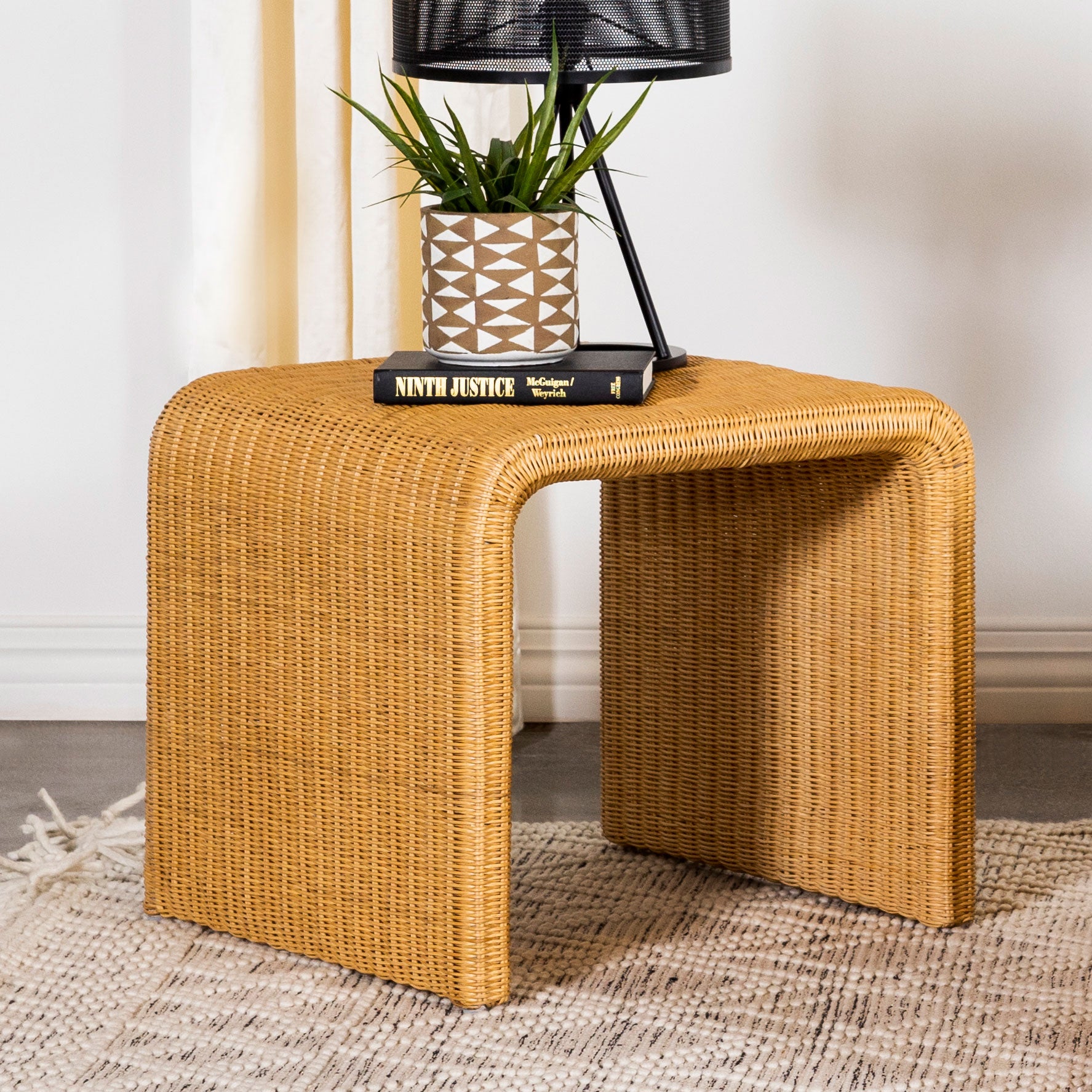 Cahya Square Woven Rattan End Table Natural — view 2