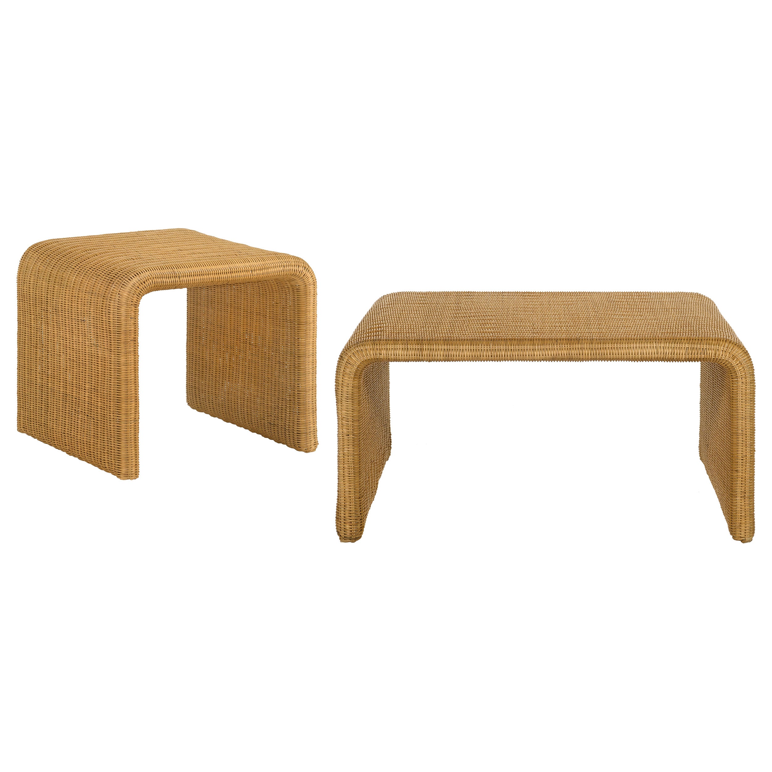 Cahya 2-piece Rattan Coffee and End Table Set Natural — view 2