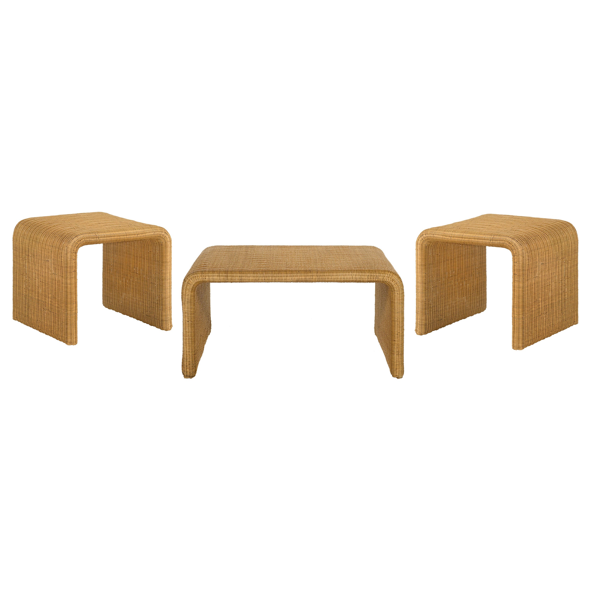 Cahya 3-piece Rattan Coffee and End Table Set Natural — view 2
