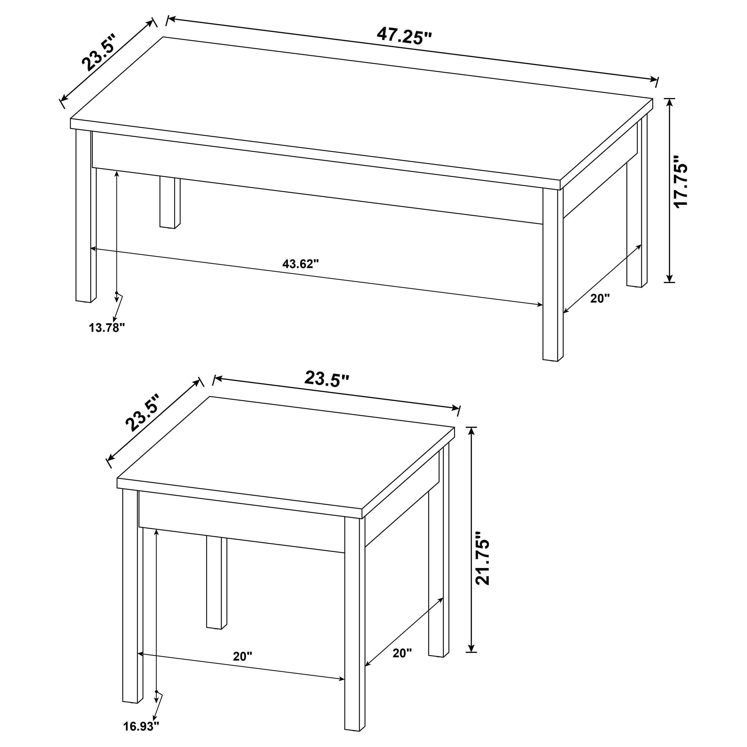 Stacie 3-piece Coffee Table Set Distressed Pine and White — view 10