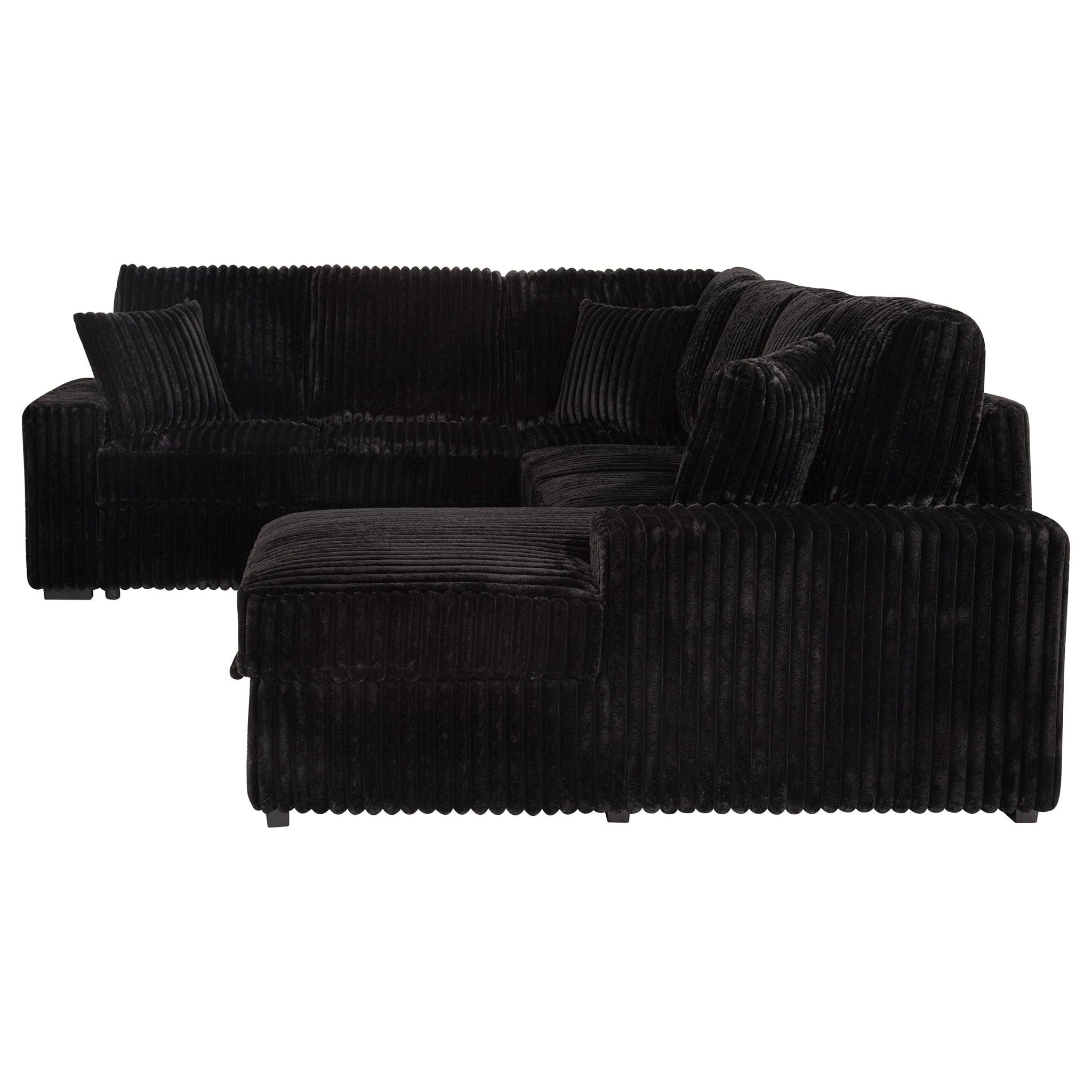 Devonshire Sleeper Sectional Sofa Storage Chaise Black