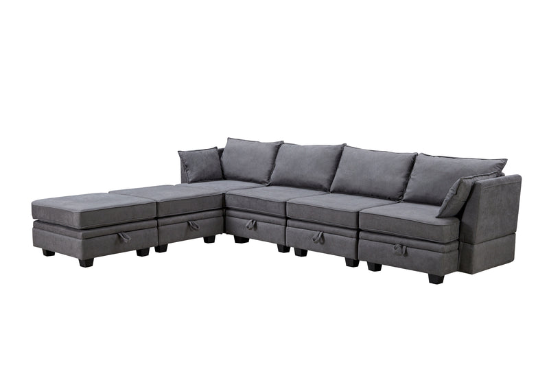 U_Style Modern Large U-Shape Modular Sectional Sofa,  Convertible Sofa Bed with Reversible Chaise for Living Room, Storage Seat