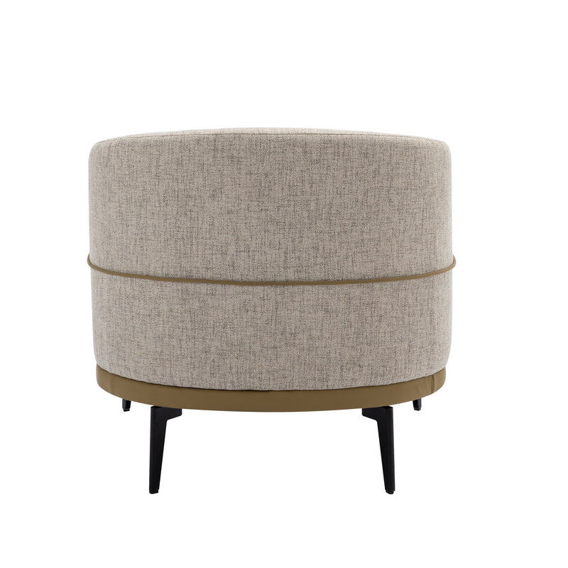 Modern Two-Tone Barrel Chair, Upholstered Round Armchair For Living Room Bedroom Reading Room