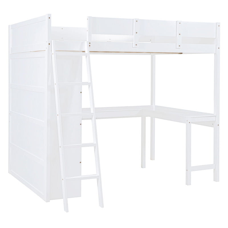 Modern Loft Bed With Desk And Shelves