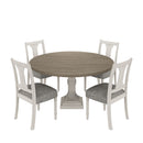 Tannen - Round 5 Piece Dining Table (Set of 5) - White And Gray