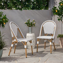 Outdoor Rattan And Aluminum French Bistro Chairs Set