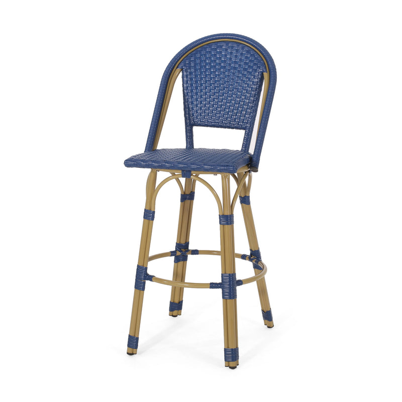 Outdoor Rattan And Aluminum French Barstools (Set of 2)