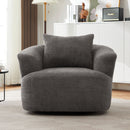 360° Swivel Barrel Sofa Chair With Throw Pillow, Chenille Upholstered Accent Chair