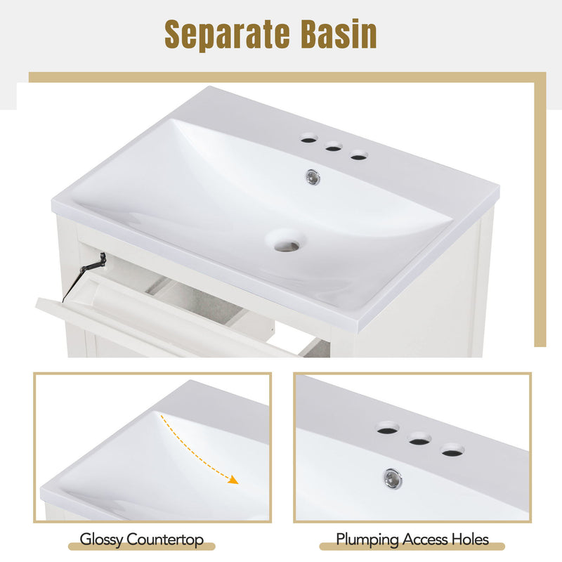 Bathroom Vanity With Top Sink, Modern Bathroom Storage Cabinet With 2 Drawers, Single Sink Bathroom Vanity