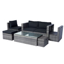 6 Piece Patio Wicker Sectional Set Patio Backyard Conversation Set Space Saving - Gray / Black