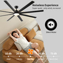Super Large Black Ceiling Fan With Remote Control - Black