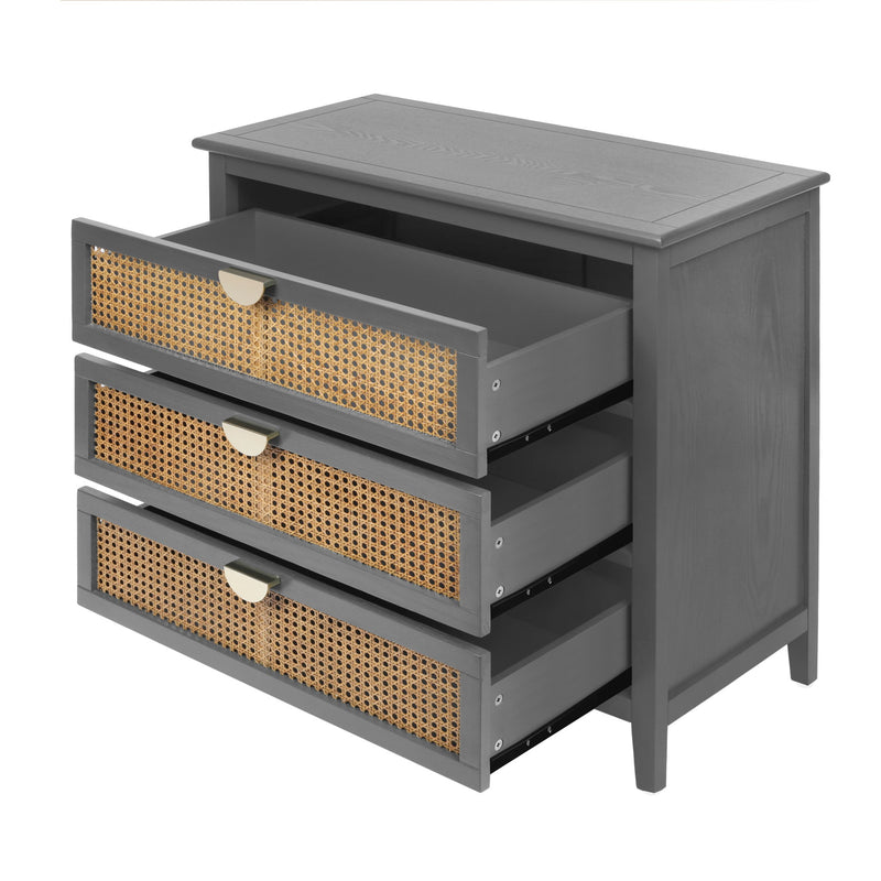 3 Drawer Cabinet, Natural Rattan, American Furniture