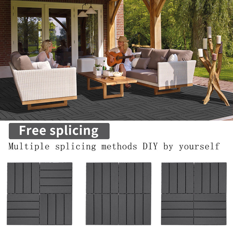 Plastic Interlocking Deck Tiles, Waterproof All Weather Use