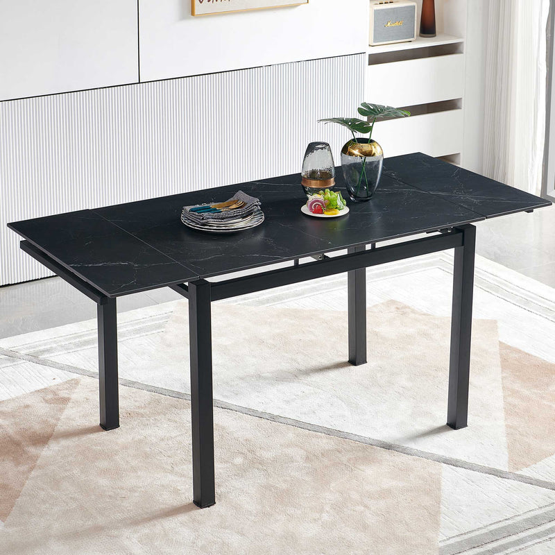 Ceramic Modern Rectangular Expandable Dining Room Table For Space-Saving Kitchen Small Space Table