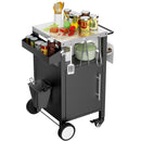 Outdoor Grill Cart With Storage, Rolling Bar Cart With Hooks And Spice Rack Stainless Steel