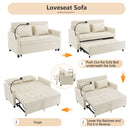 Pull-Out Sleeper Sofa With Reversible Backrest Cushion, Side Pockets, 2 USB Ports And A Phone Holder For Living Room