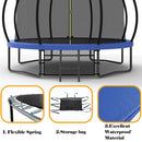 12' Recreational Kids Trampoline With Safety Enclosure Net & Ladder, Outdoor Recreational Trampolines