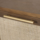 Contemporary End Table With Rattan - Walnut