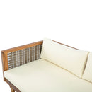 Premium Outdoor Sofa Set With Waterproof Cushions Sectional Seating Group With Acacia Wood And Wicker - Brown Mix / Beige