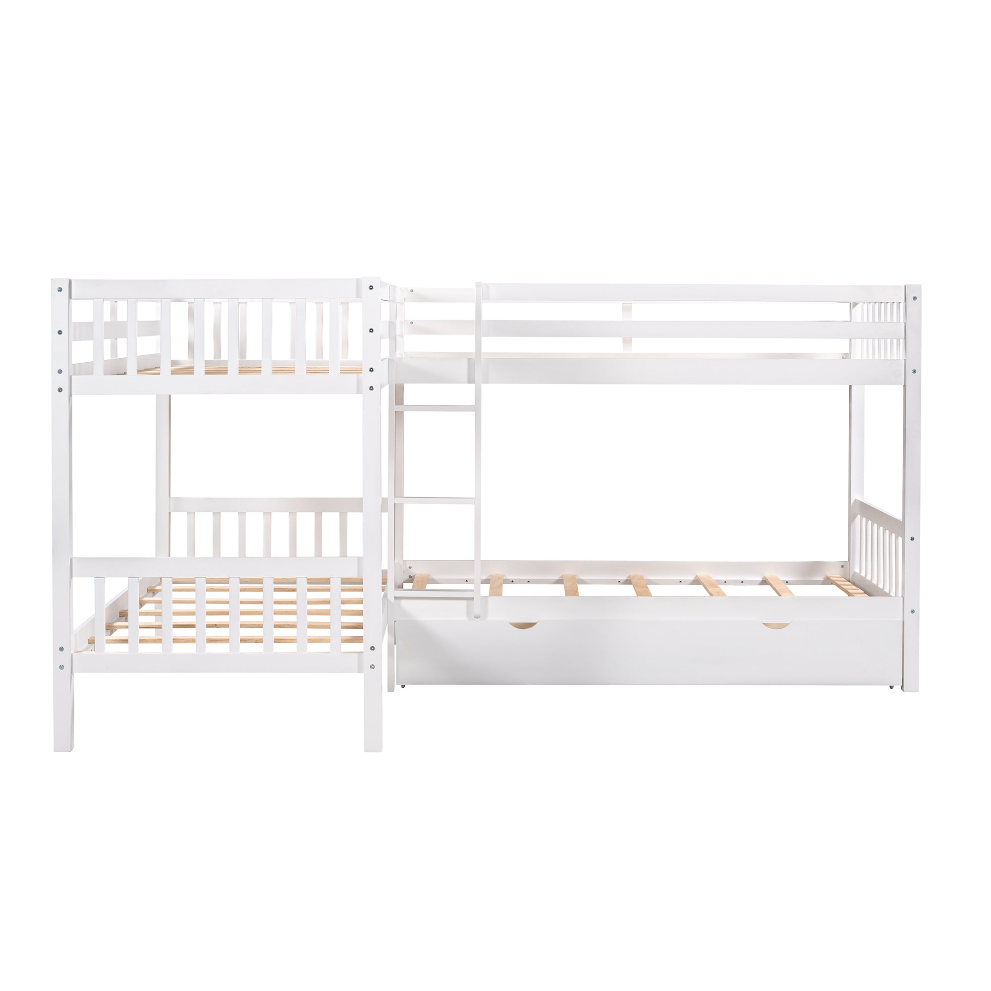 Twin L-Shaped Bunk bed with Drawers-Gray(OLD SKU :LP000038AAK) - Atlantic Fine Furniture Melbourne FL
