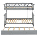 Twin over Twin Bunk Bed with Twin Size Trundle, Convertible Beds, Gray