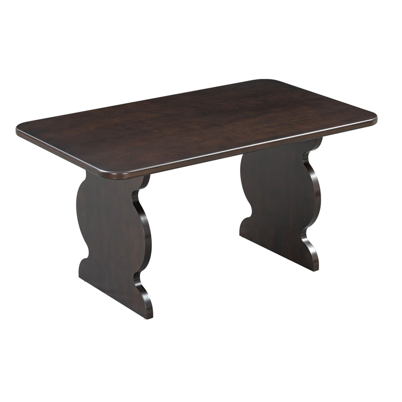 Mid-Century Modern Table Set For 6 Persons With 4 Chairs And Bench, Padded Seats And Backrest