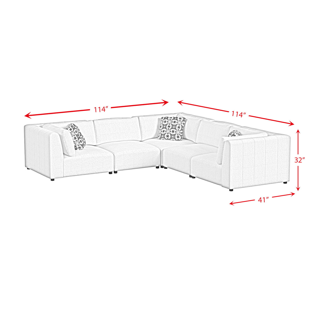 Zandara 5 Piece Modular Set Sectional With Ottoman in Beige by Elements International, view 9