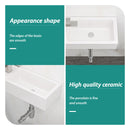 Modern Ceramic Rectangle Wall Mount Bathroom Sink With Single Faucet Hole