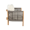 2 Pieces Outdoor Acacia Furniture Set, Woven Rope Outdoor Patio Loveseat, 2 Seat Deep Seating Group With Cushions And Coffee Table For Porch - Teak / Gray / Beige