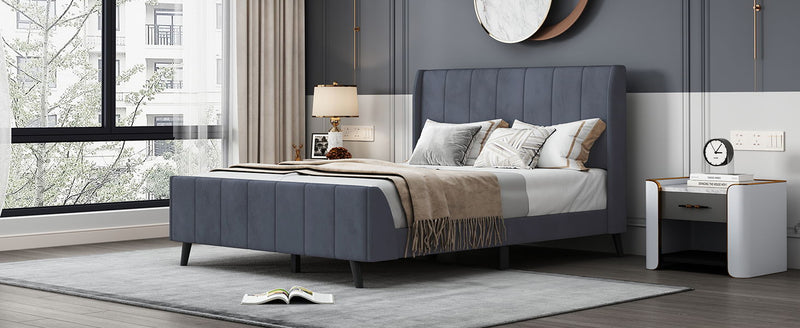 Upholstered Platform Bed, Velvet