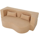 2 In 1 Convertible Full Size Folding Loveseat Couch With Soft Teddy Fabric