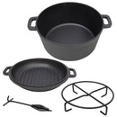 Pre-Seasoned 3 In 1 Cast Dutch Oven With Skillet Lid, 5 Quart - Black