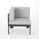 Dursley - Outdoor Aluminum V Shape Sofa Sectional - Beige / Gray