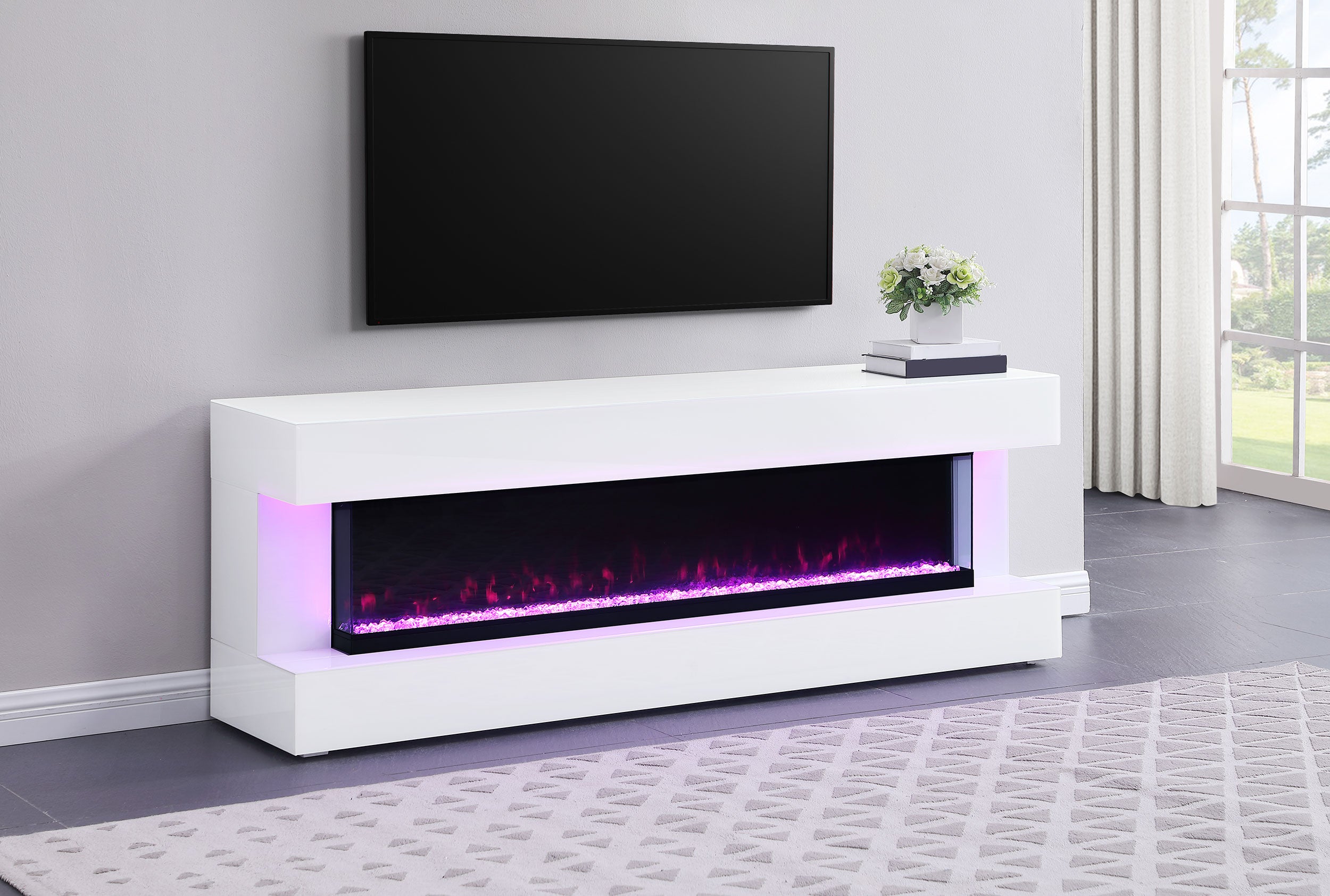 Vallerie 71-inch BT Speaker TV Stand Fireplace Console White — view 2