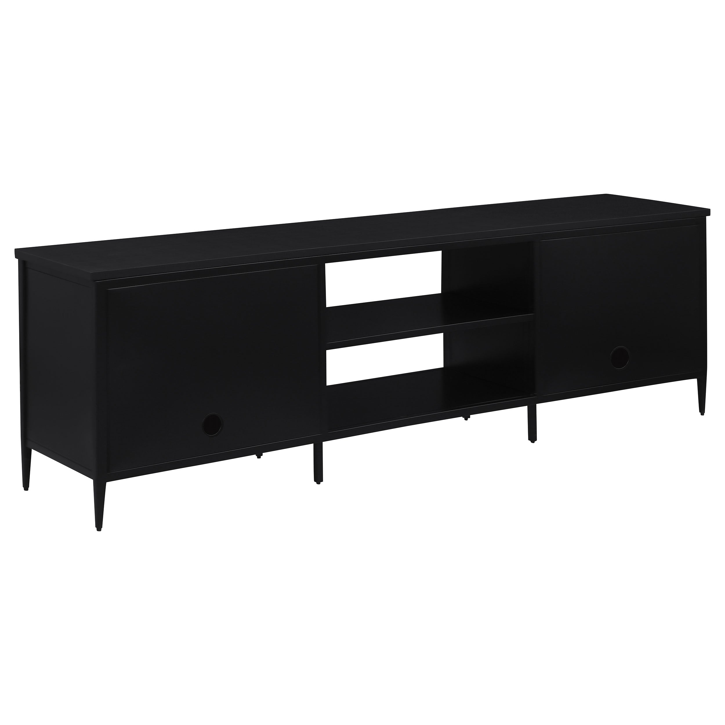 Amherst 2-door 70-inch Metal TV Stand Media Console Black — view 7
