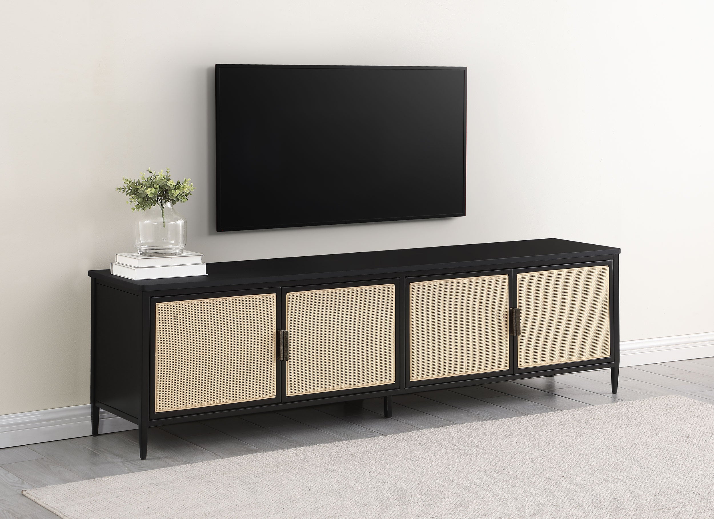 Amherst 4-door 78-inch Metal TV Stand Media Console Black — view 2