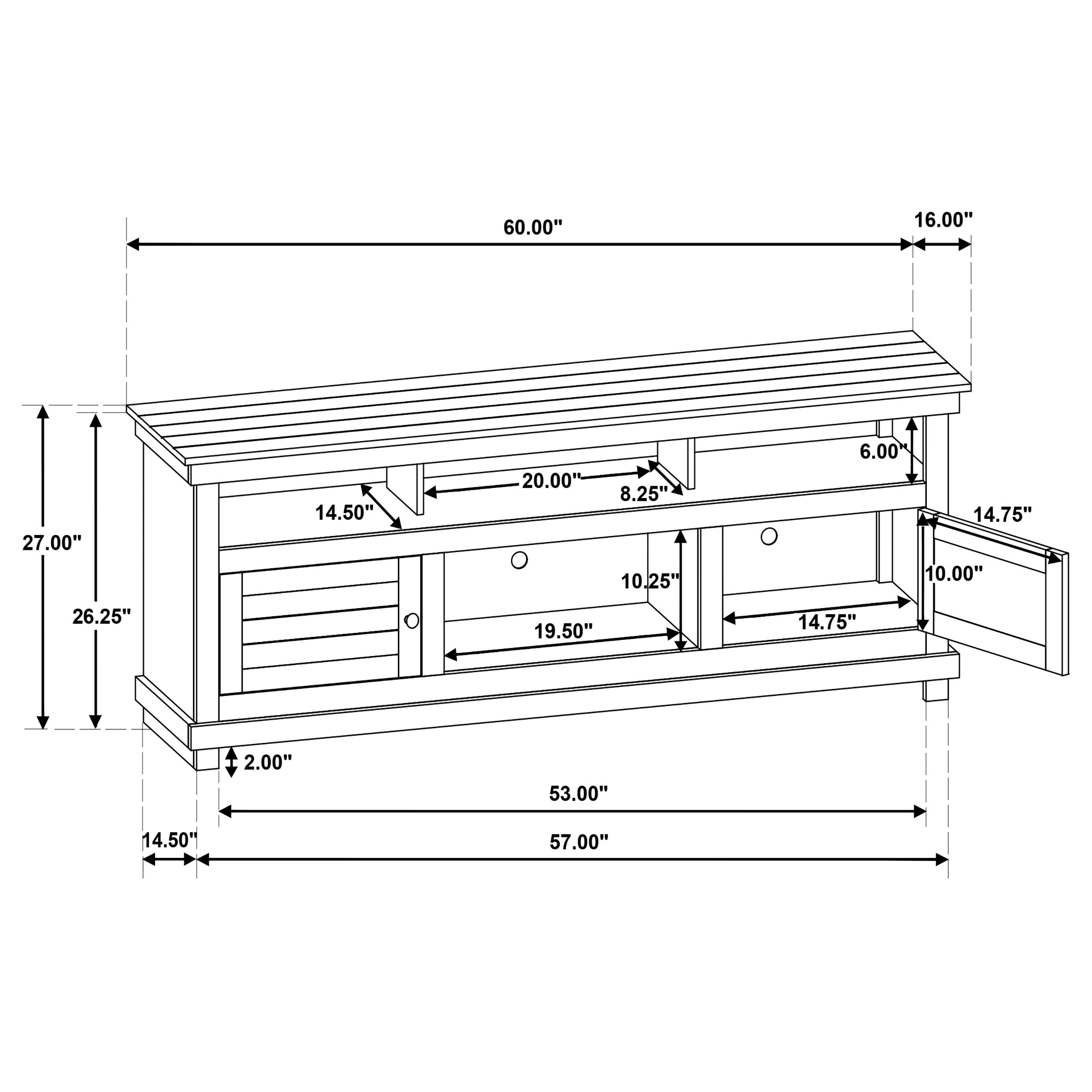 Payne 60-inch TV Stand Media Console Distressed Brown — view 13