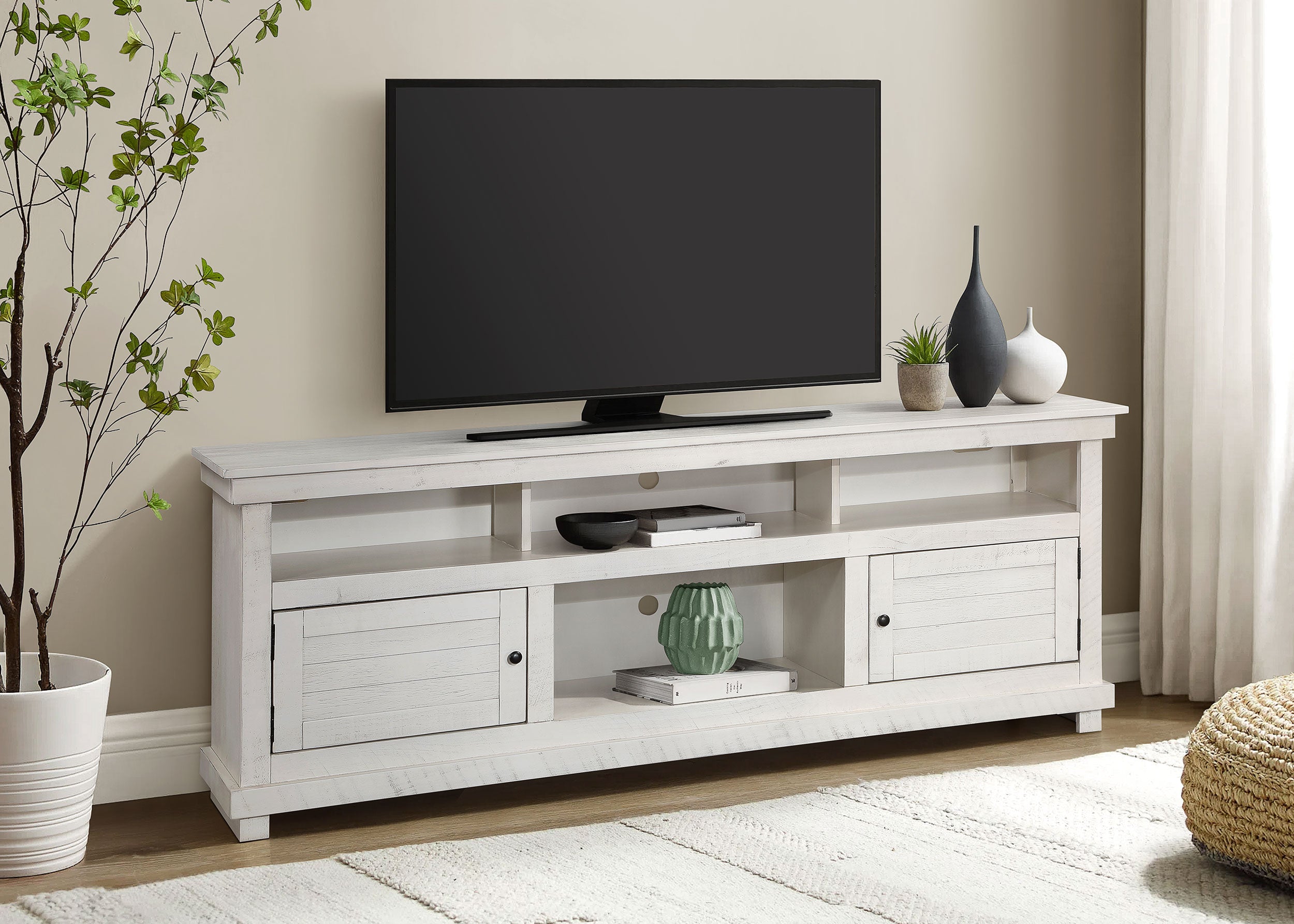 Payne 70-inch TV Stand Media Console Distressed White — view 2