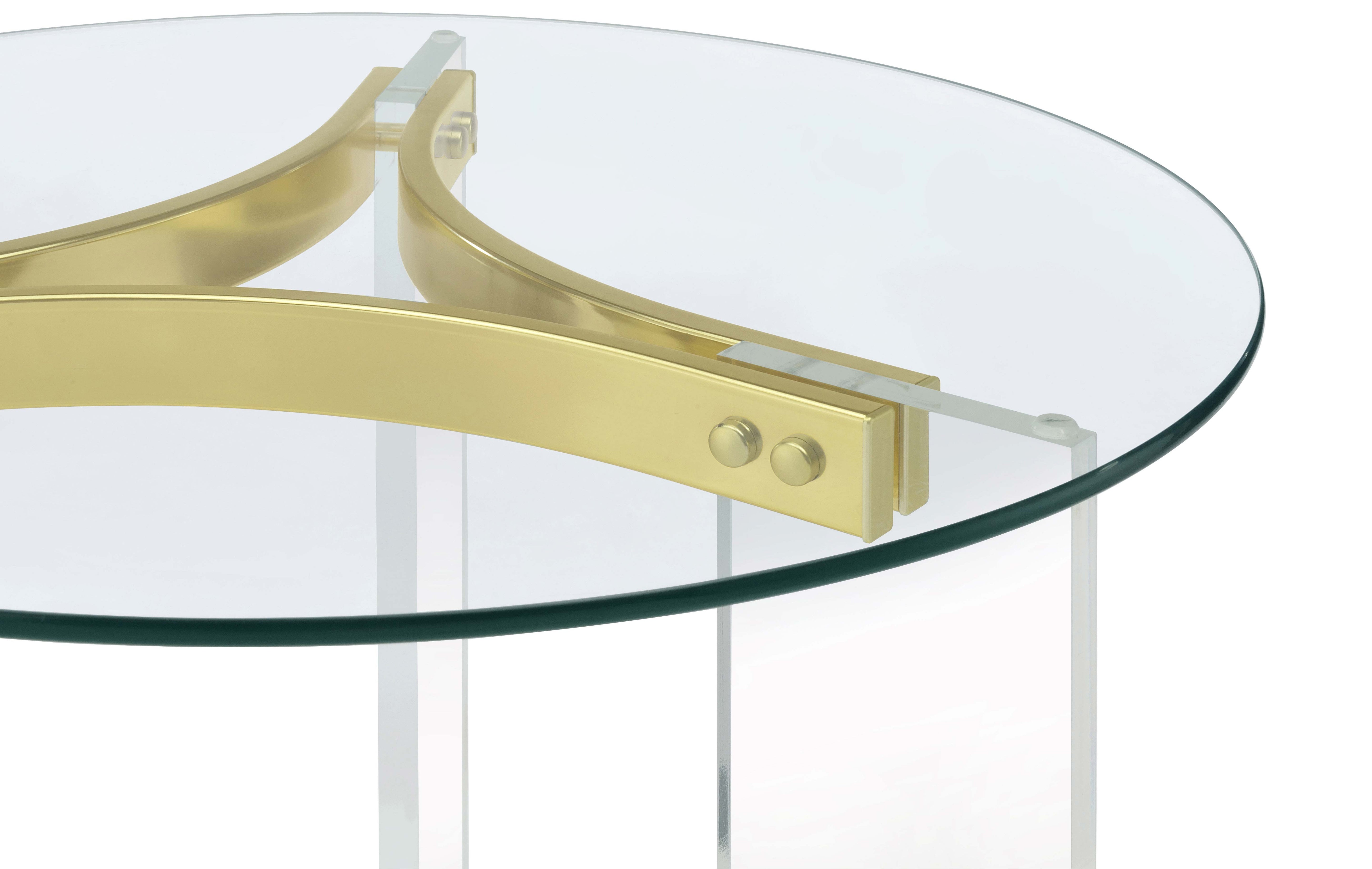 Janessa Round Glass Top Acrylic Leg End Table Matte Brass — view 8