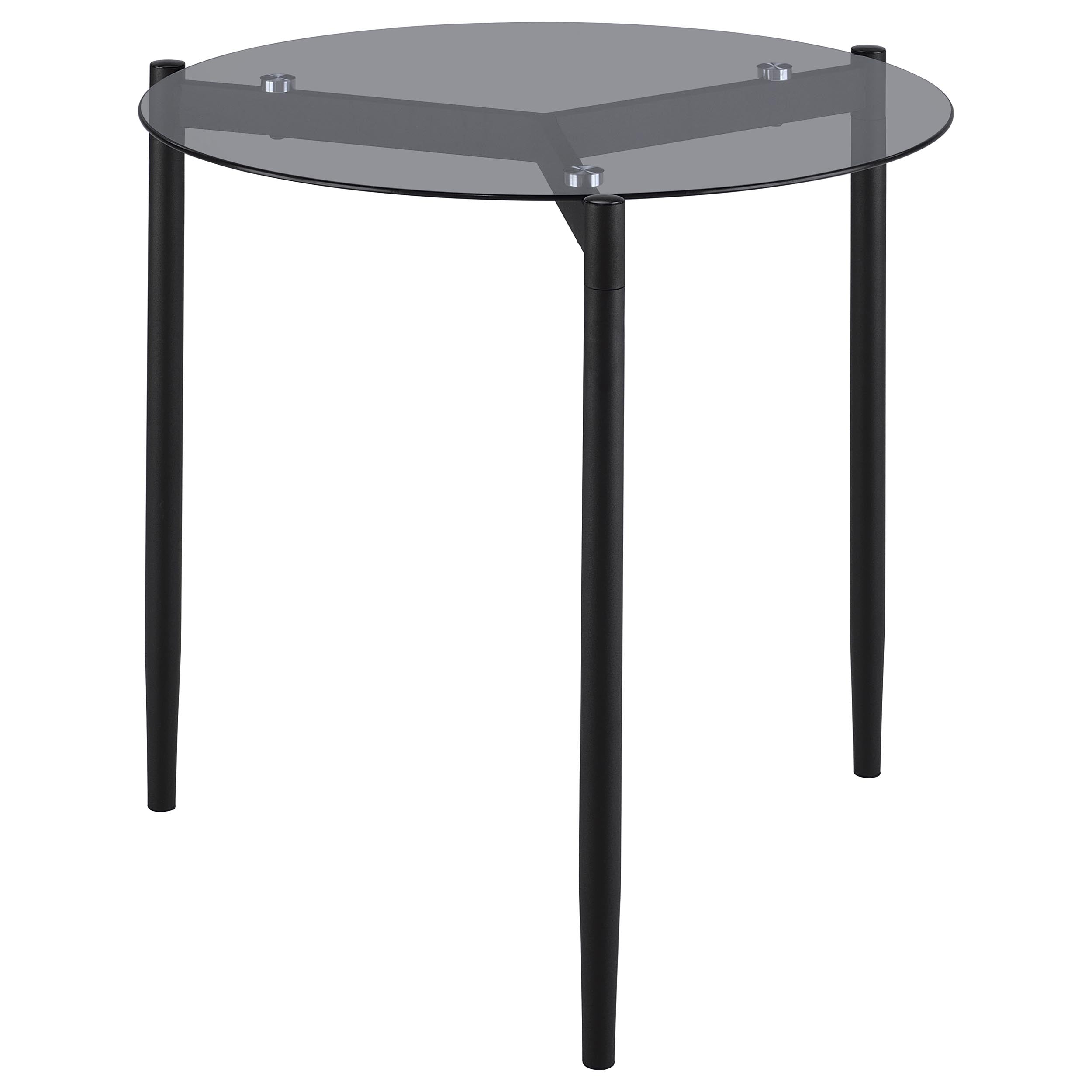 Rosalie Round Smoked Glass Top End Table Grey — view 4
