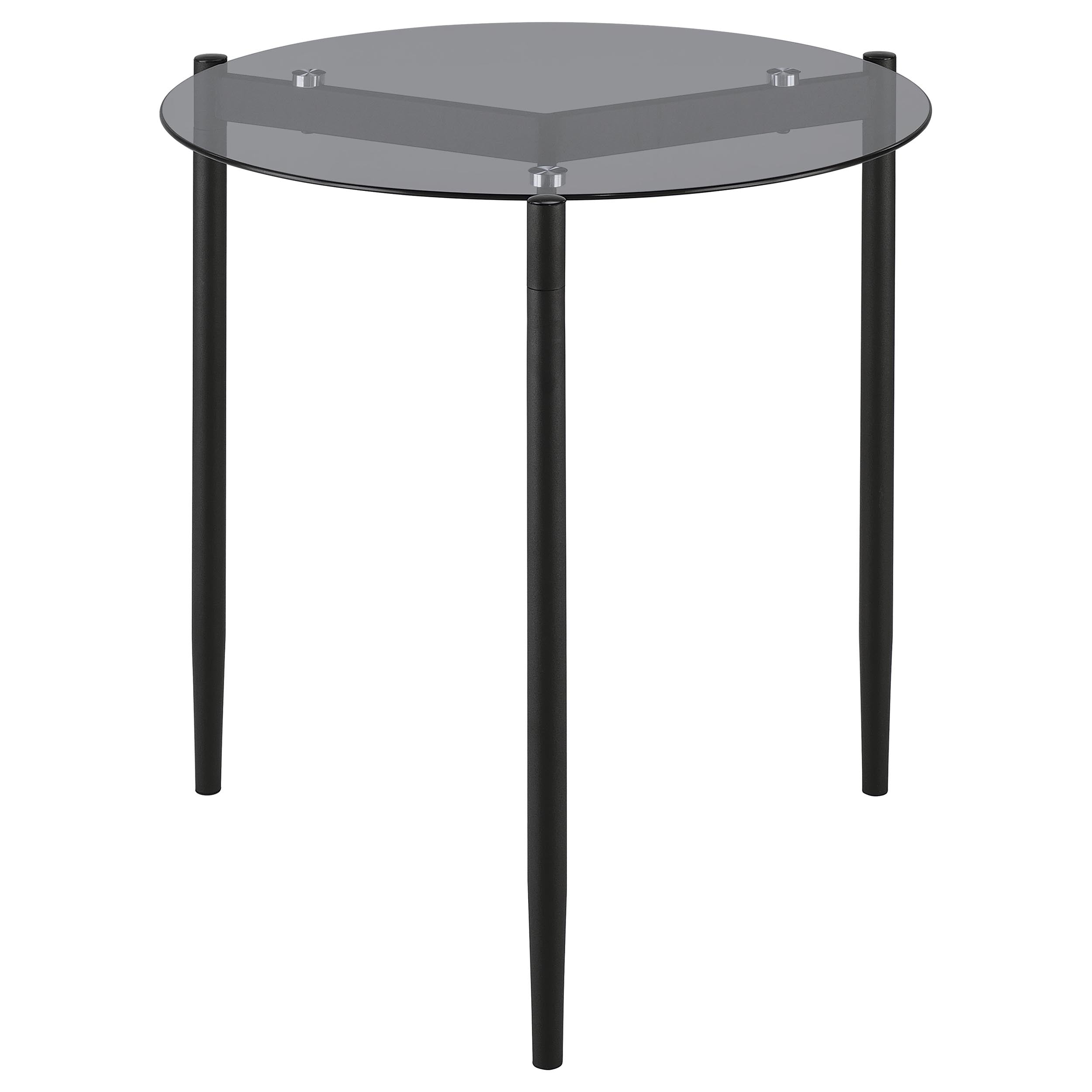Rosalie Round Smoked Glass Top End Table Grey — view 5
