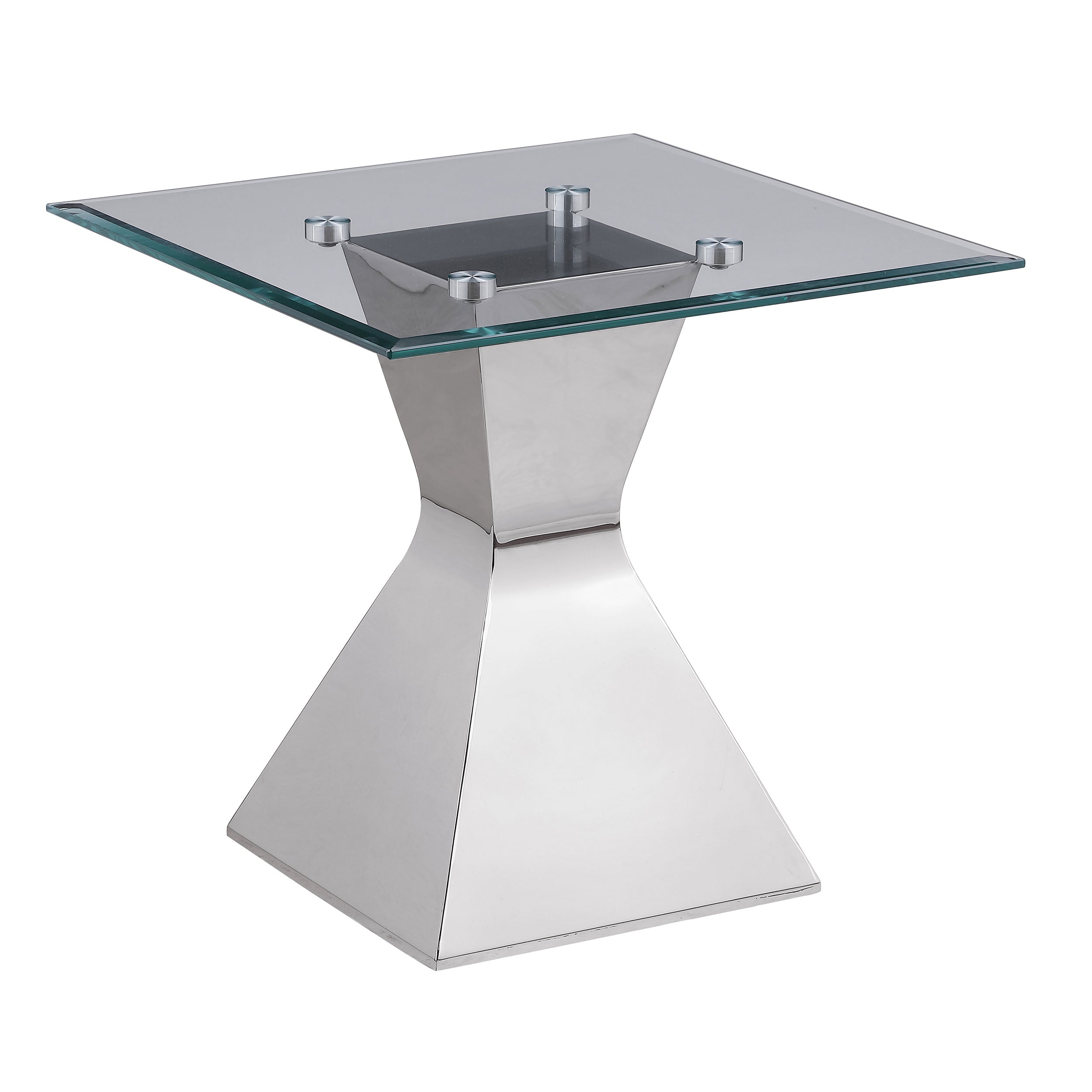 Jenny Glass Top Stainless Steel Side End Table Chrome — view 1